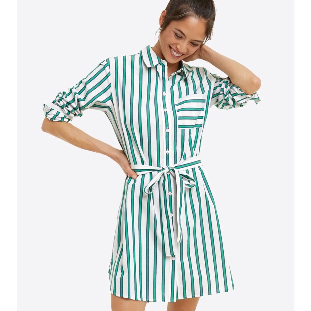 Draper James Carly Shirtdress in Bold Green Stripe